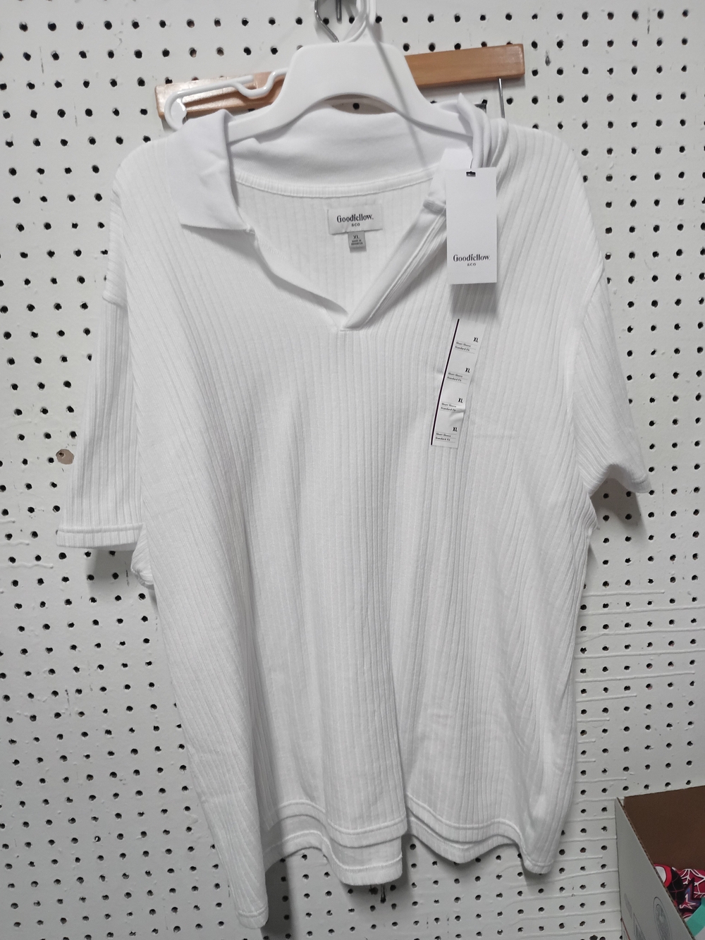 Goodfellow & Co White Ribbed Short-Sleeve Polo